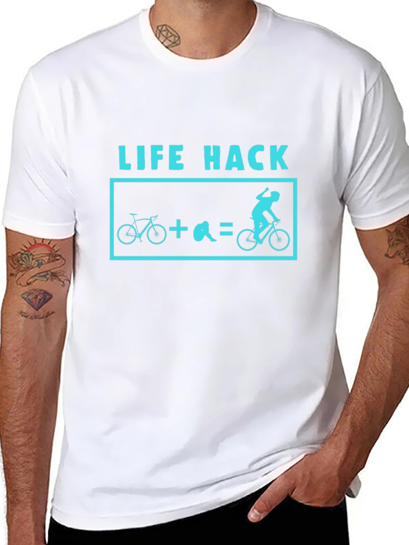 Life Hack Biking T-Shirt - Black Cotton Tee