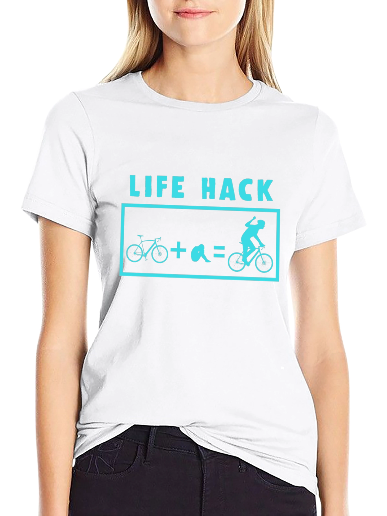 Life Hack Biking T-Shirt - Black Cotton Tee