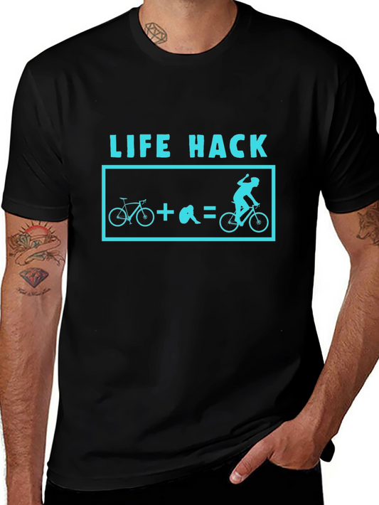 Life Hack Biking T-Shirt - Black Cotton Tee