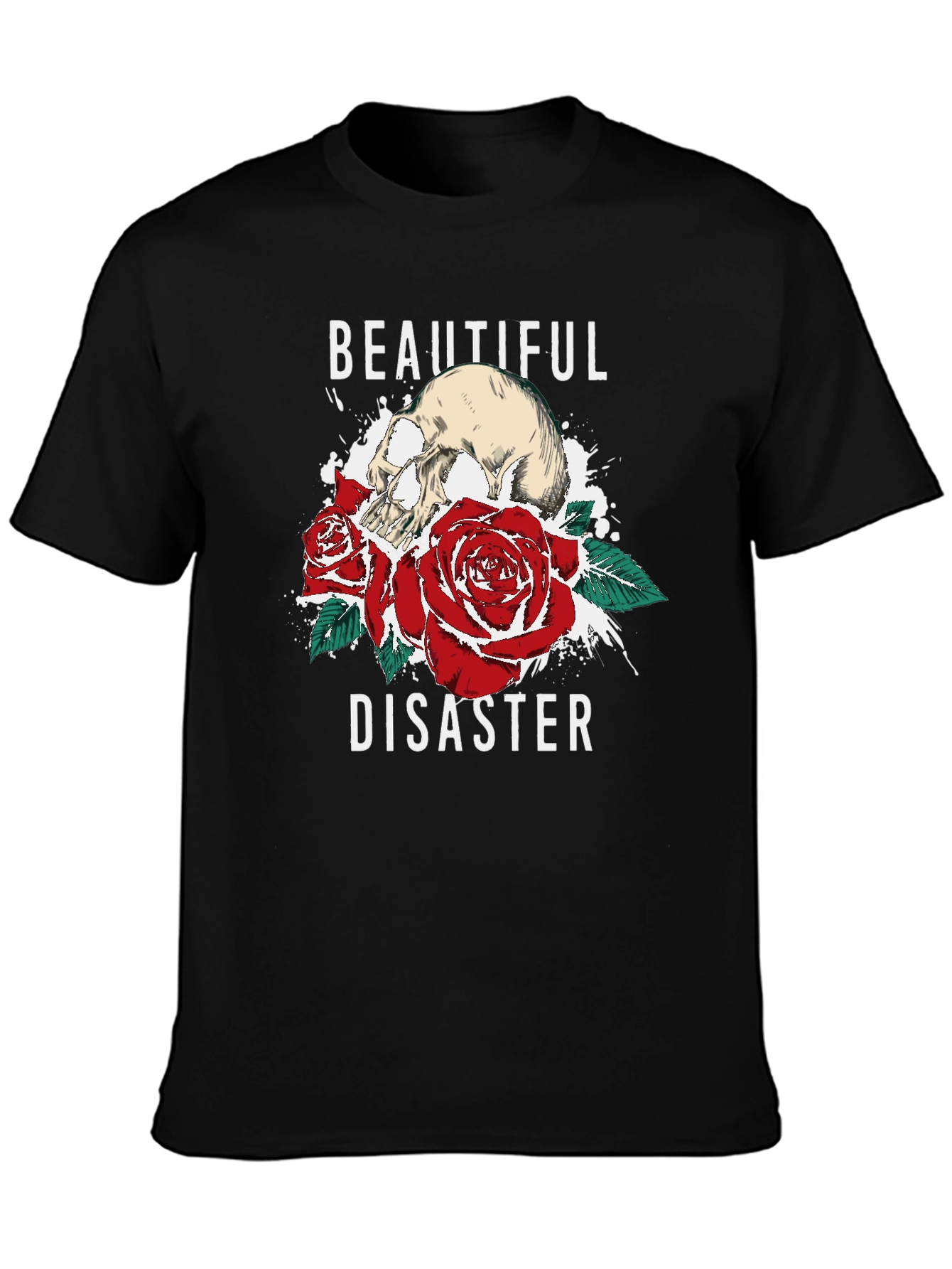 Beautiful Disaster Graphic Tee - Skull & Roses