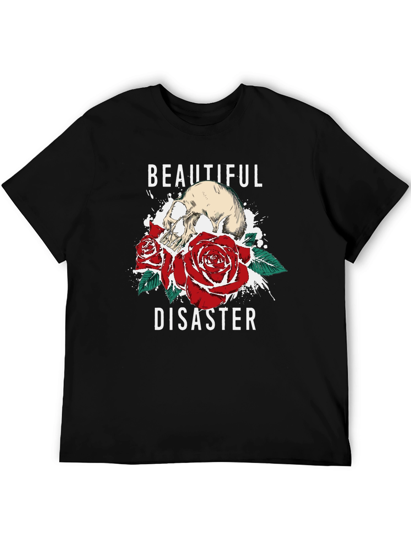 Beautiful Disaster Graphic Tee - Skull & Roses