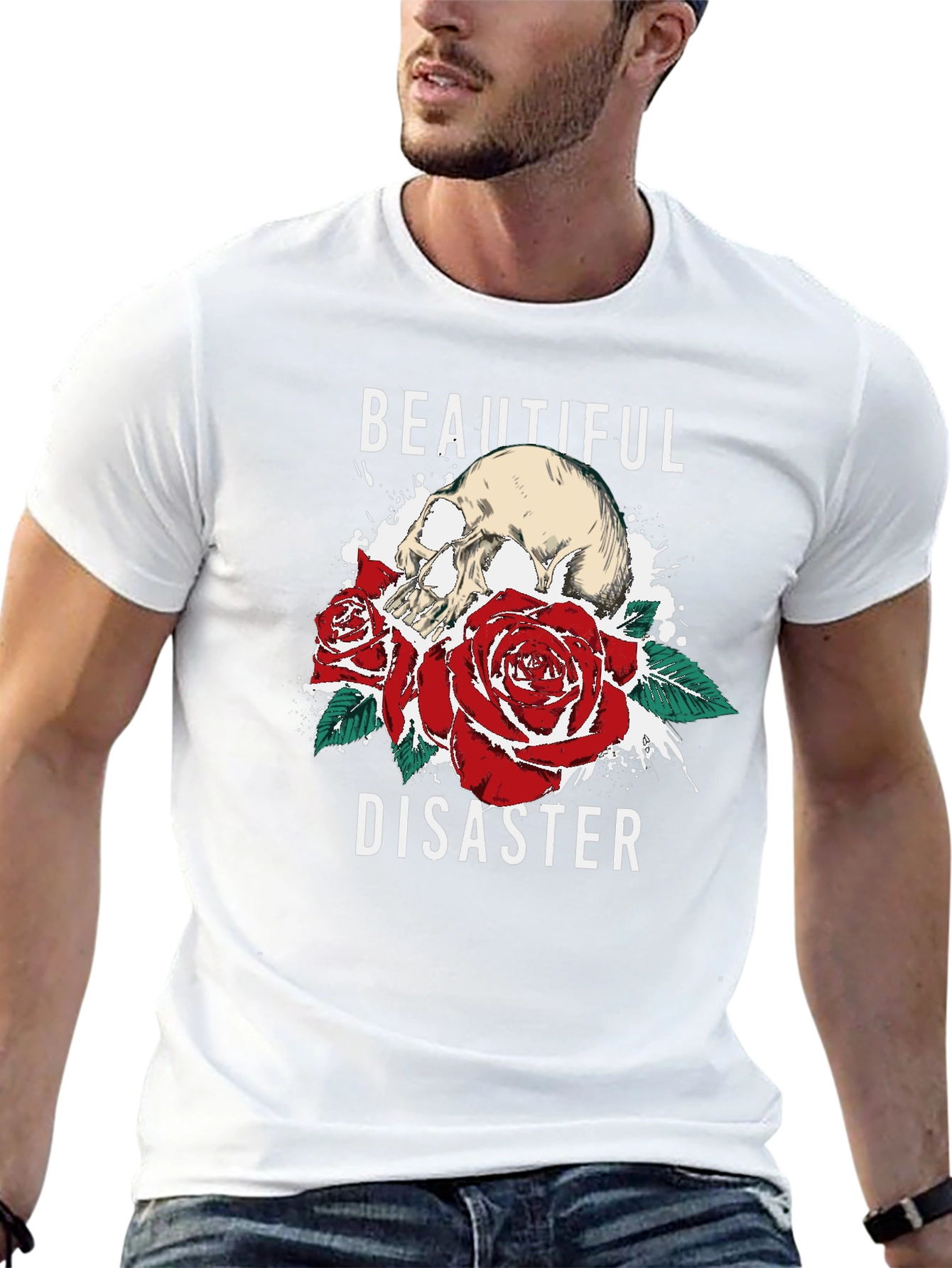 Beautiful Disaster Graphic Tee - Skull & Roses