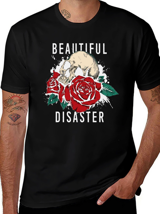 Beautiful Disaster Graphic Tee - Skull & Roses