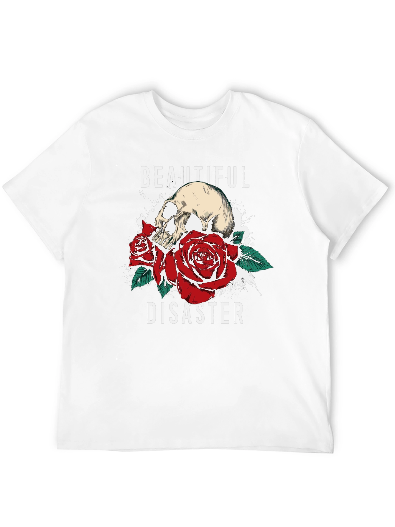 Beautiful Disaster Graphic Tee - Skull & Roses