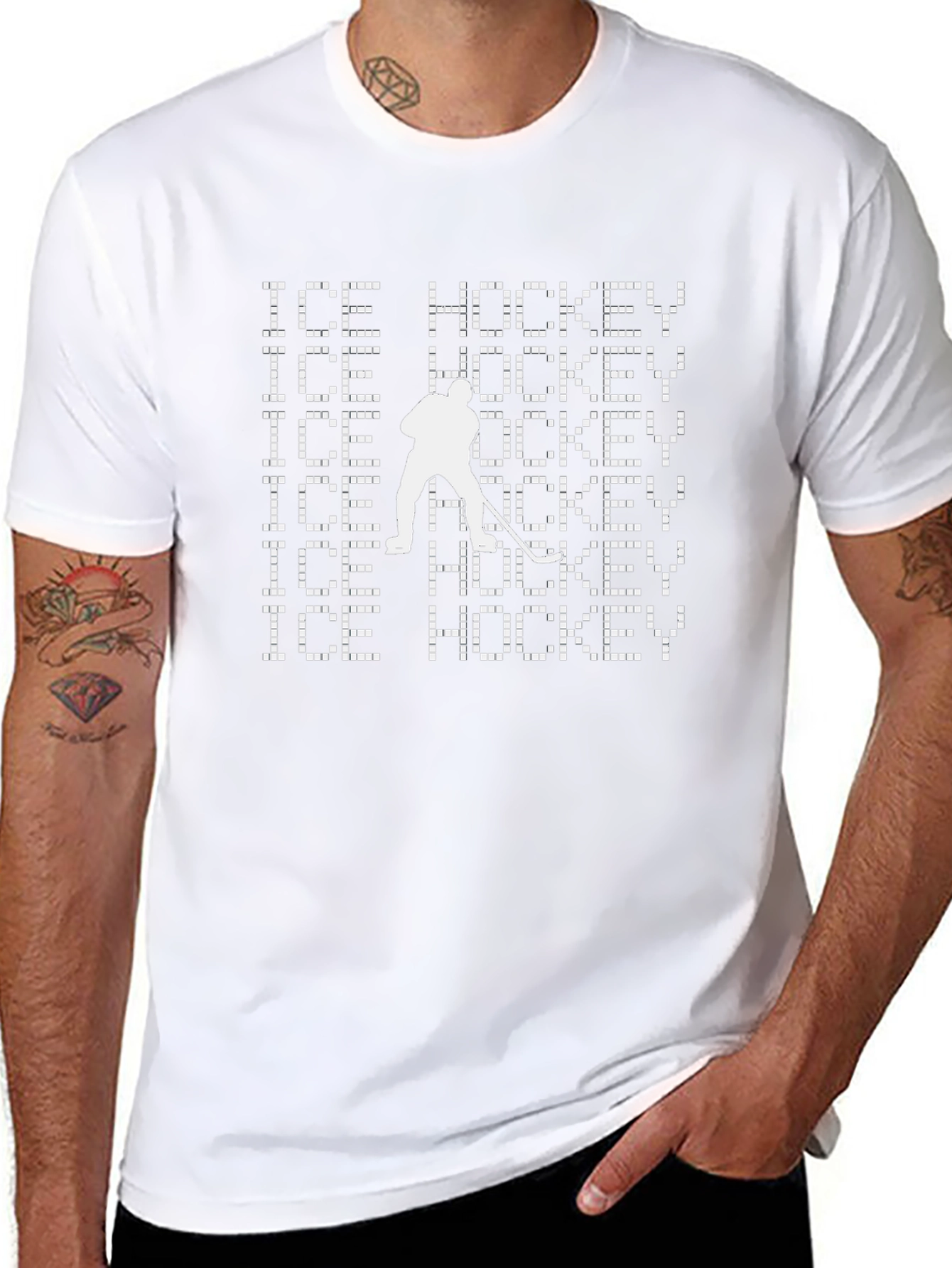 Ice Hockey T-Shirt - Pixelated Design