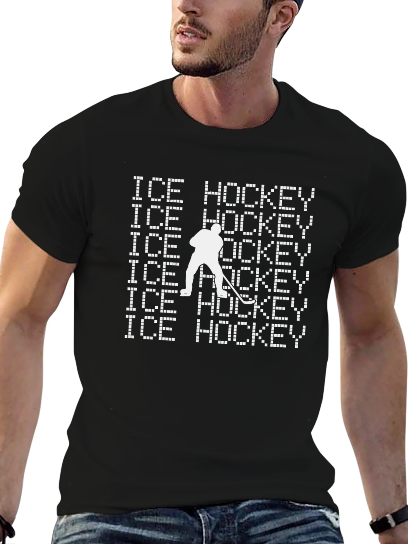 Ice Hockey T-Shirt - Pixelated Design