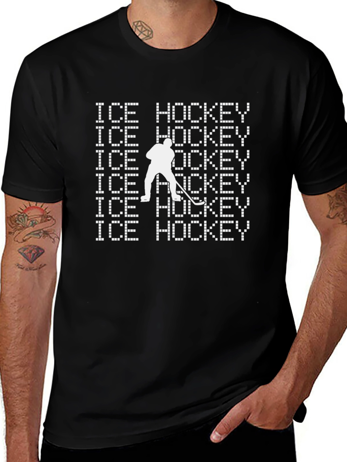 Ice Hockey T-Shirt - Pixelated Design