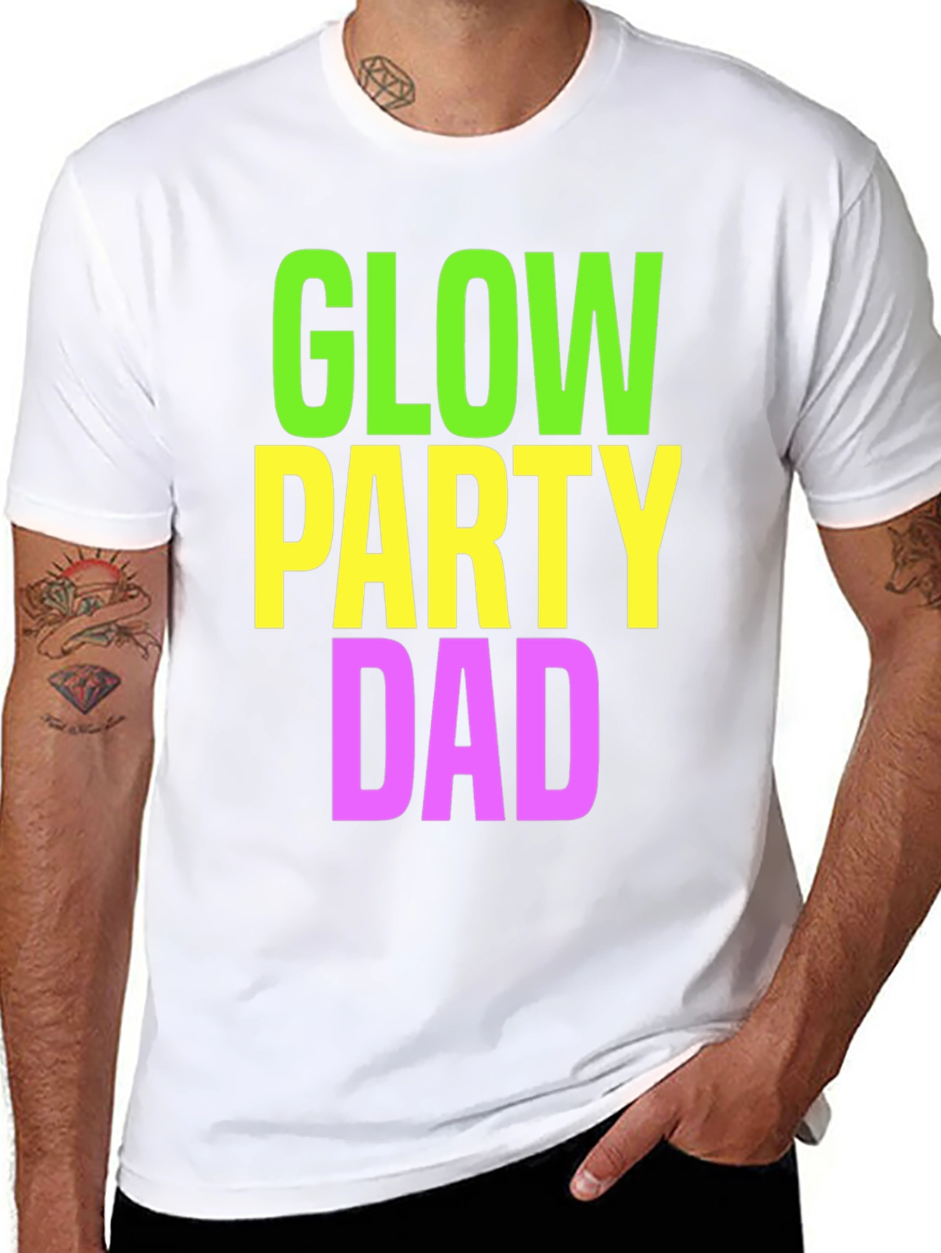 Glow Party Dad T-Shirt - Neon Print