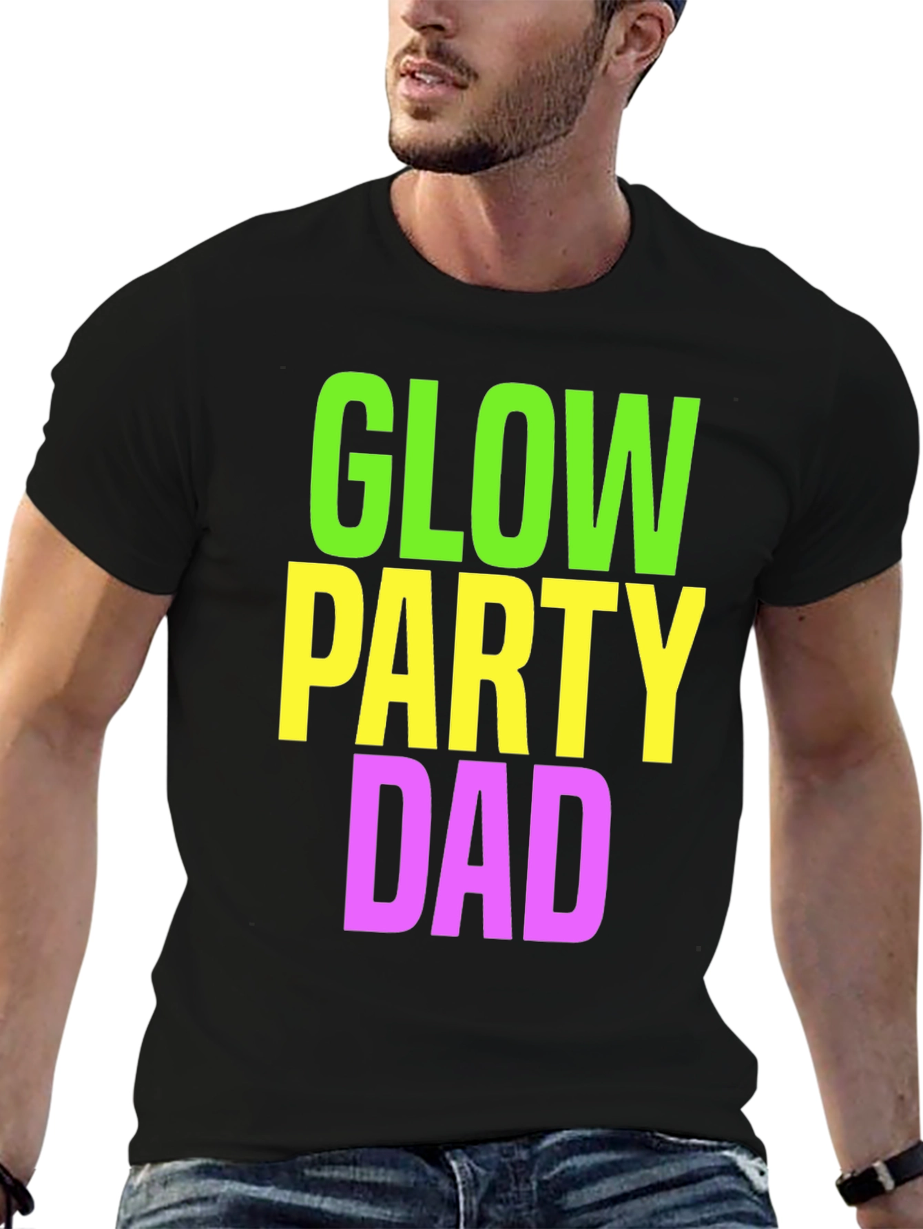 Glow Party Dad T-Shirt - Neon Print