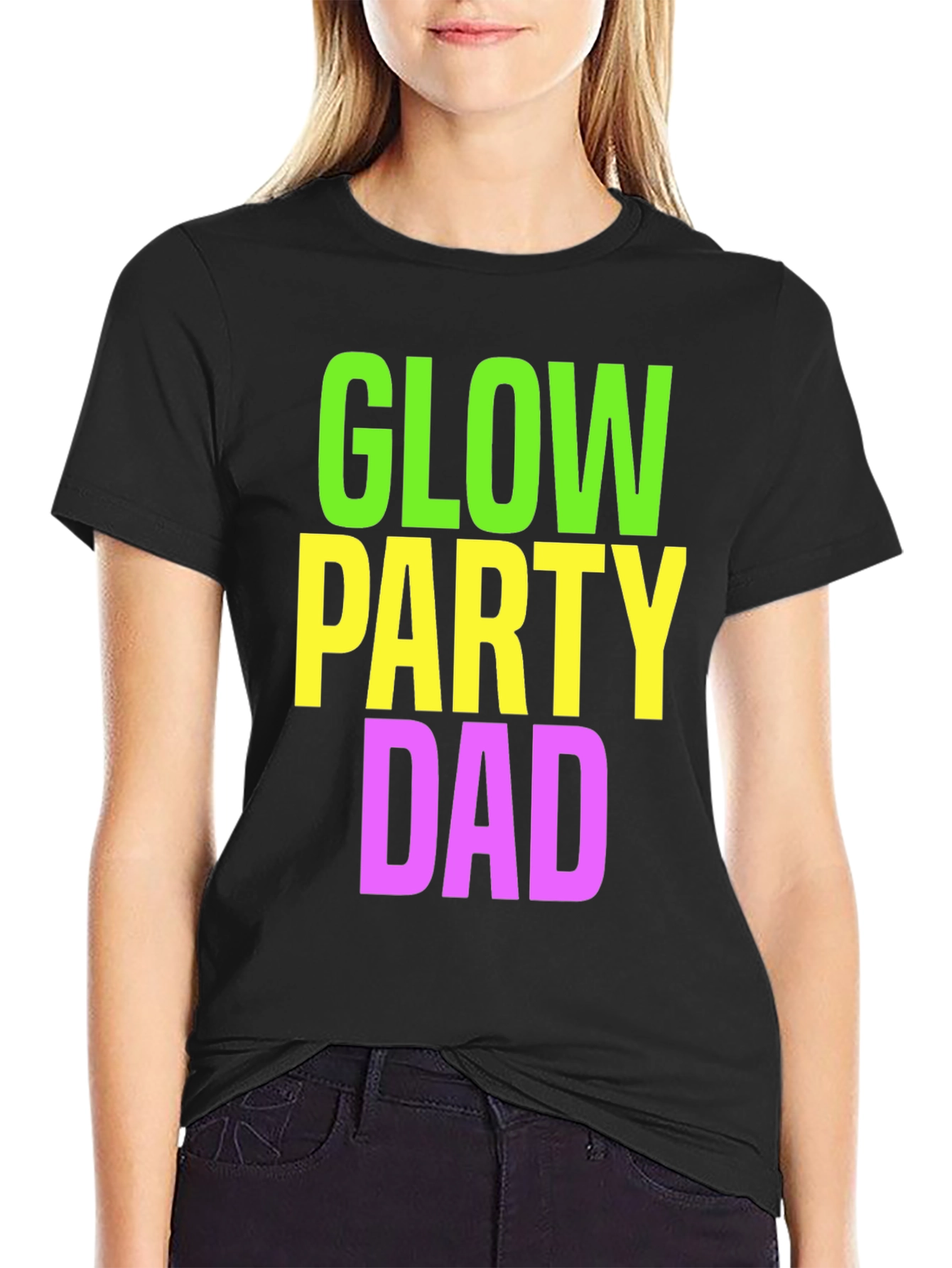 Glow Party Dad T-Shirt - Neon Print