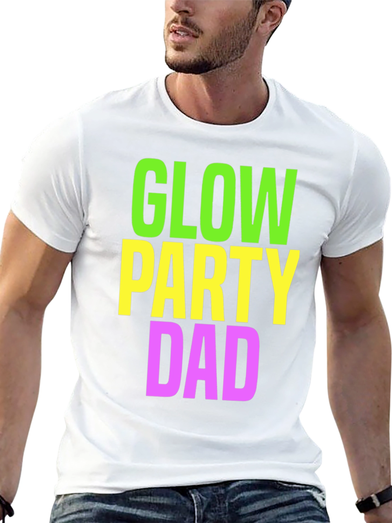 Glow Party Dad T-Shirt - Neon Print