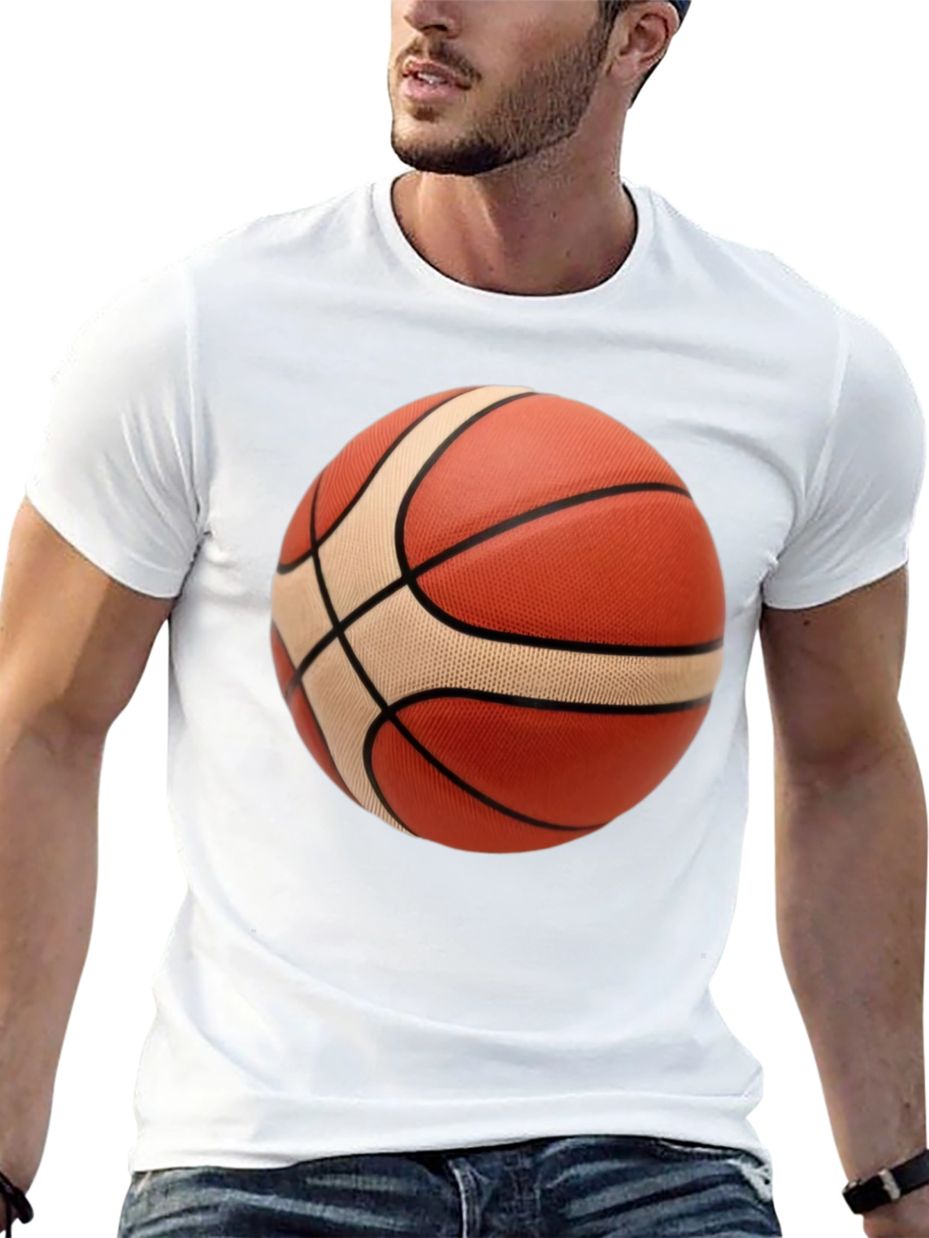 Basketball Graphic Tee - Black Cotton Blend