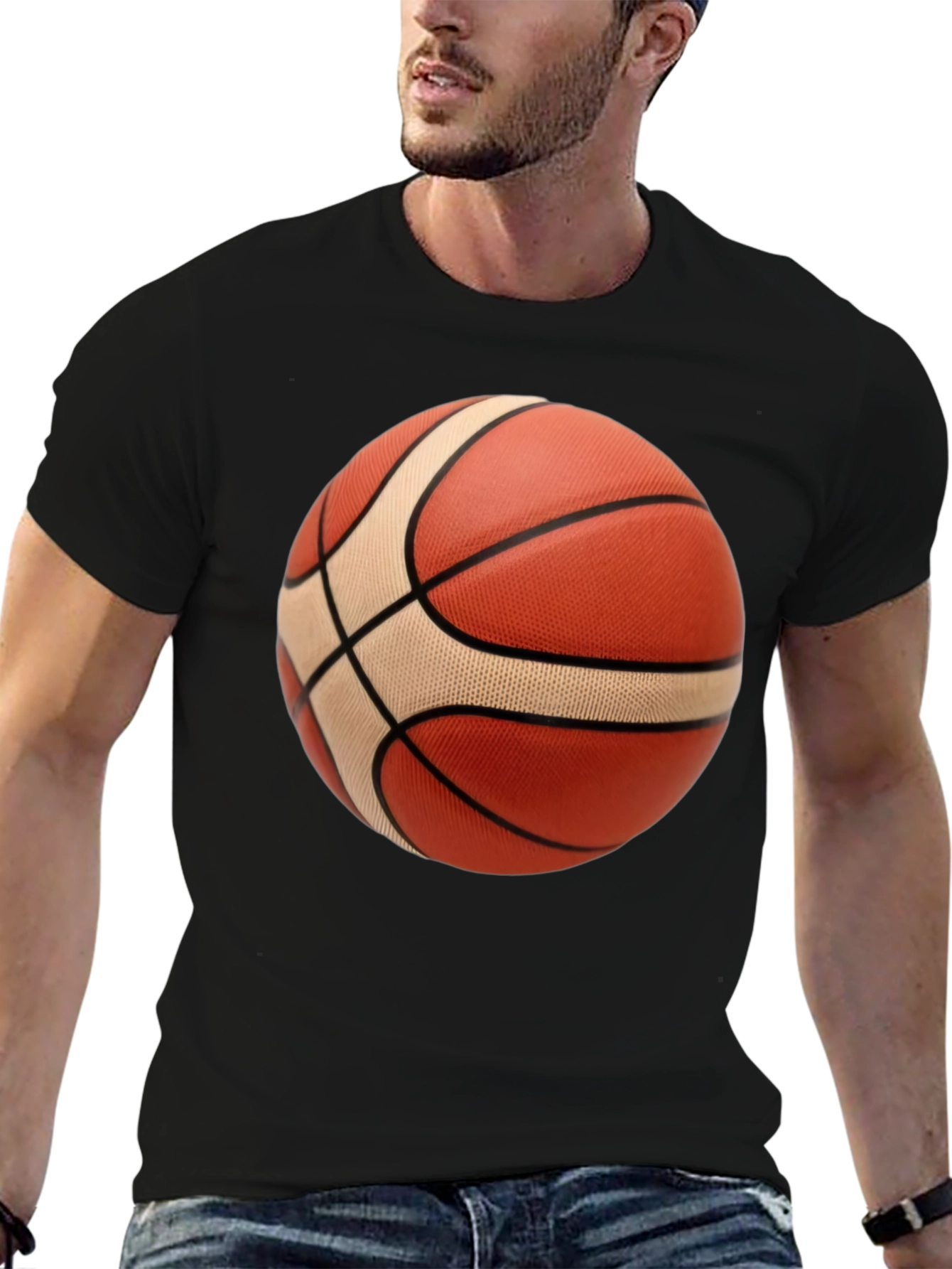 Basketball Graphic Tee - Black Cotton Blend