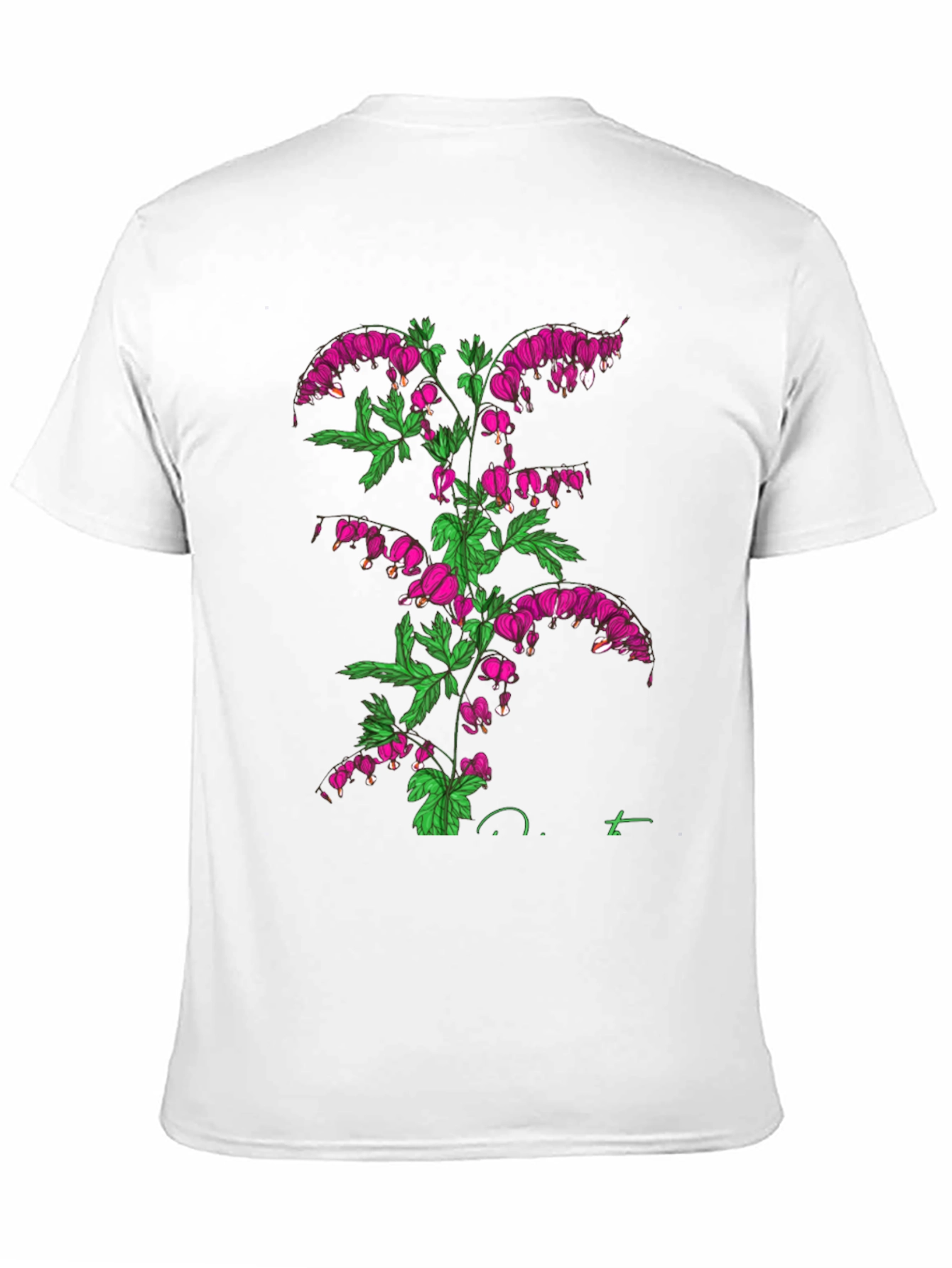 Bleeding Heart Flower Graphic Black T-Shirt