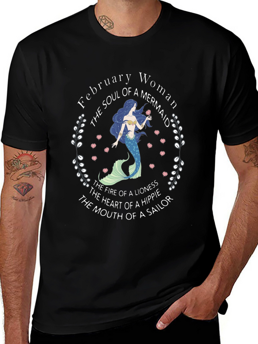 February Woman Mermaid Graphic T-Shirt