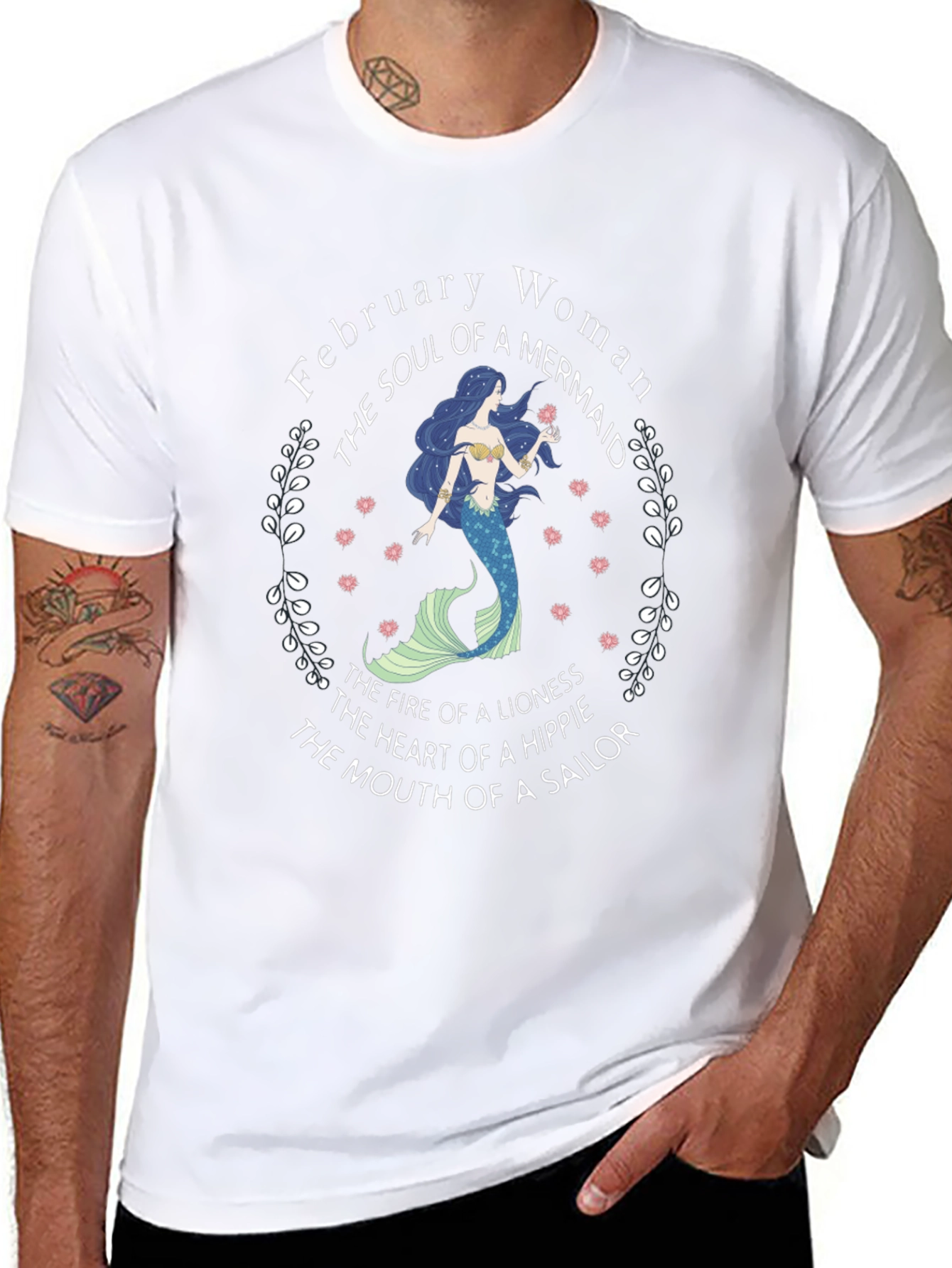 February Woman Mermaid Graphic T-Shirt
