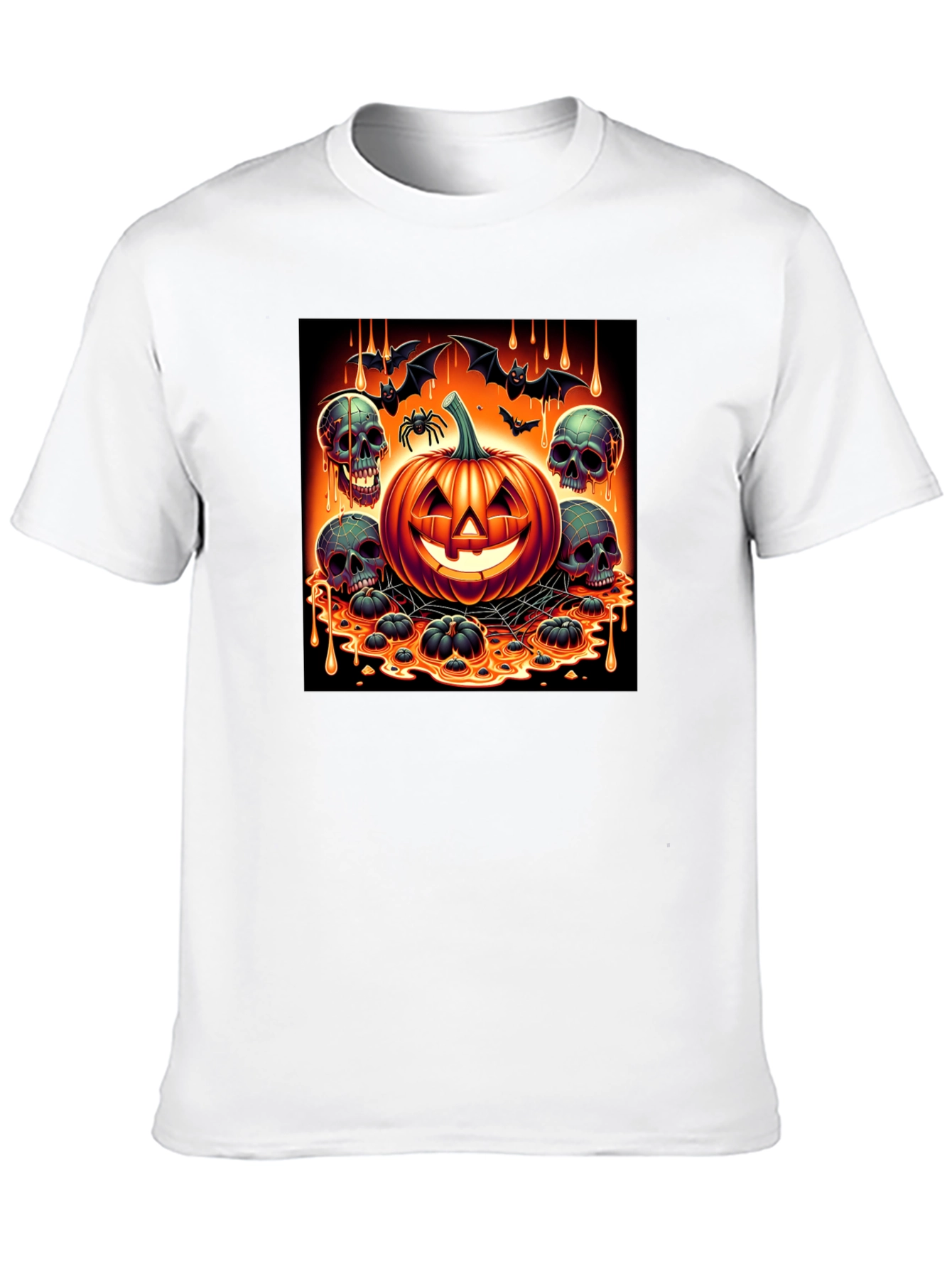 Halloween Pumpkin & Skulls Graphic T-Shirt