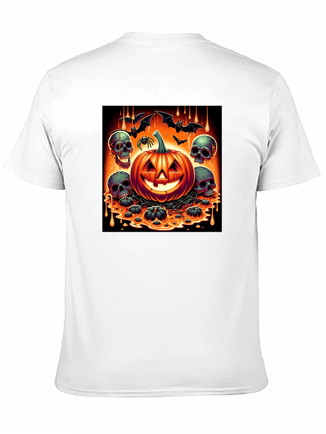 Halloween Pumpkin & Skulls Graphic T-Shirt