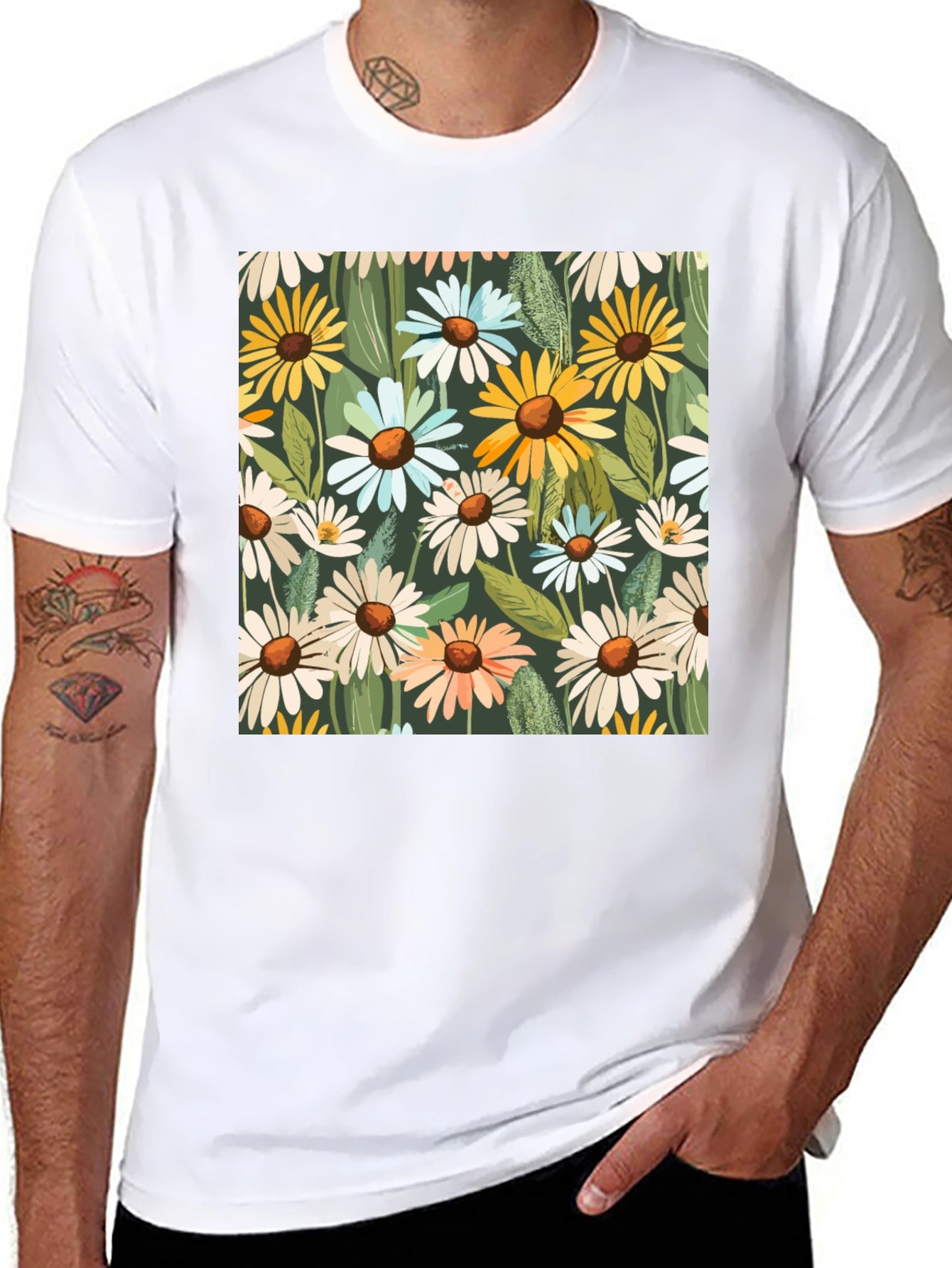 Floral Daisy Pattern T-Shirt
