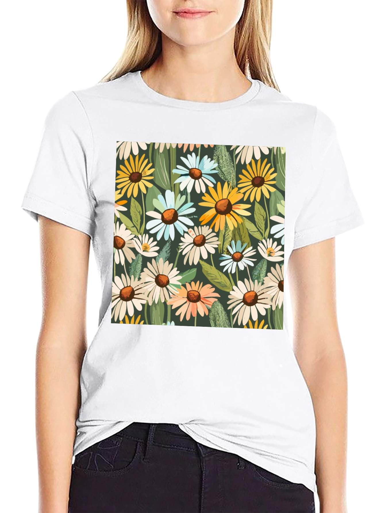Floral Daisy Pattern T-Shirt
