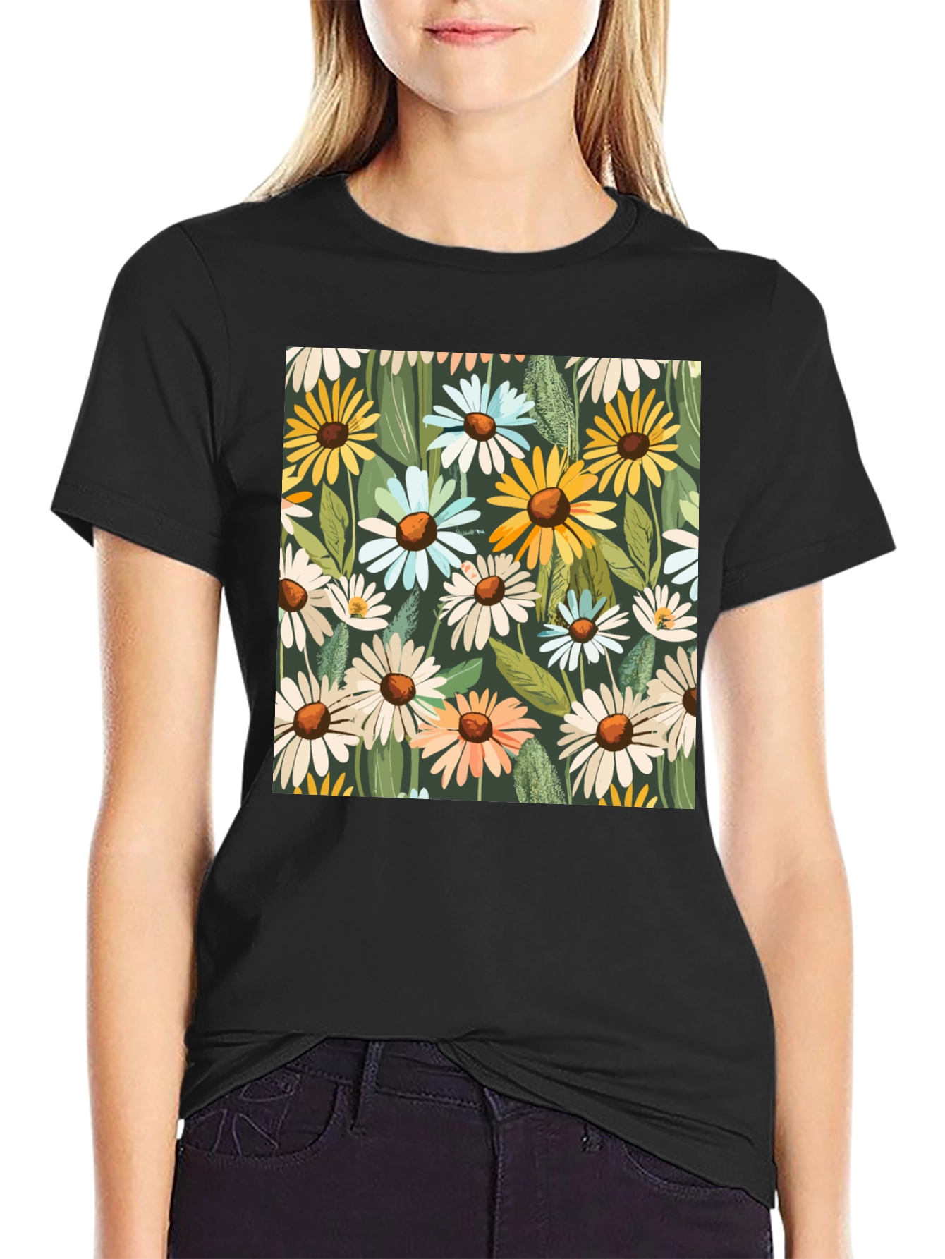Floral Daisy Pattern T-Shirt