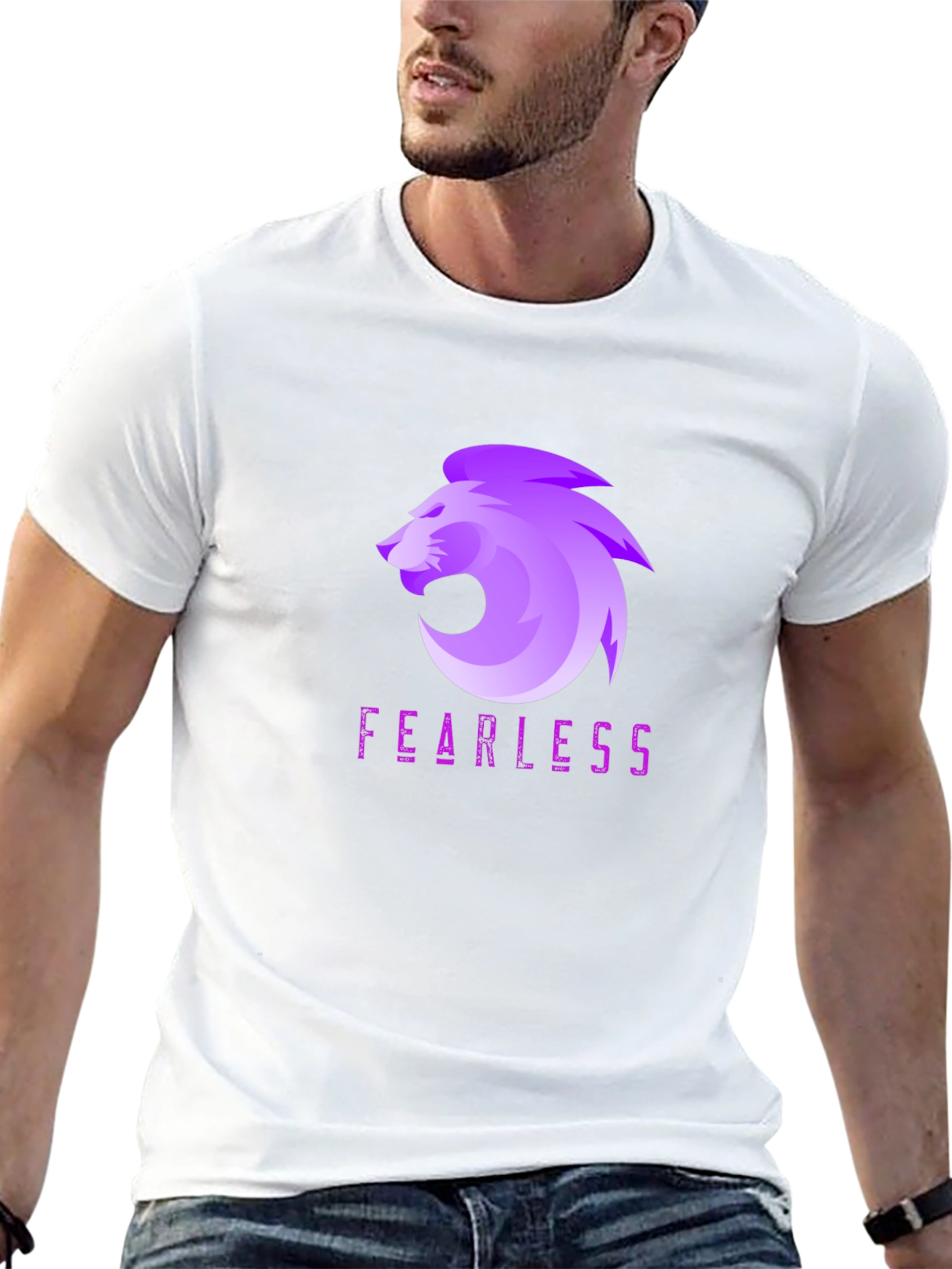 Fearless Lion Graphic Tee - Black Cotton Blend
