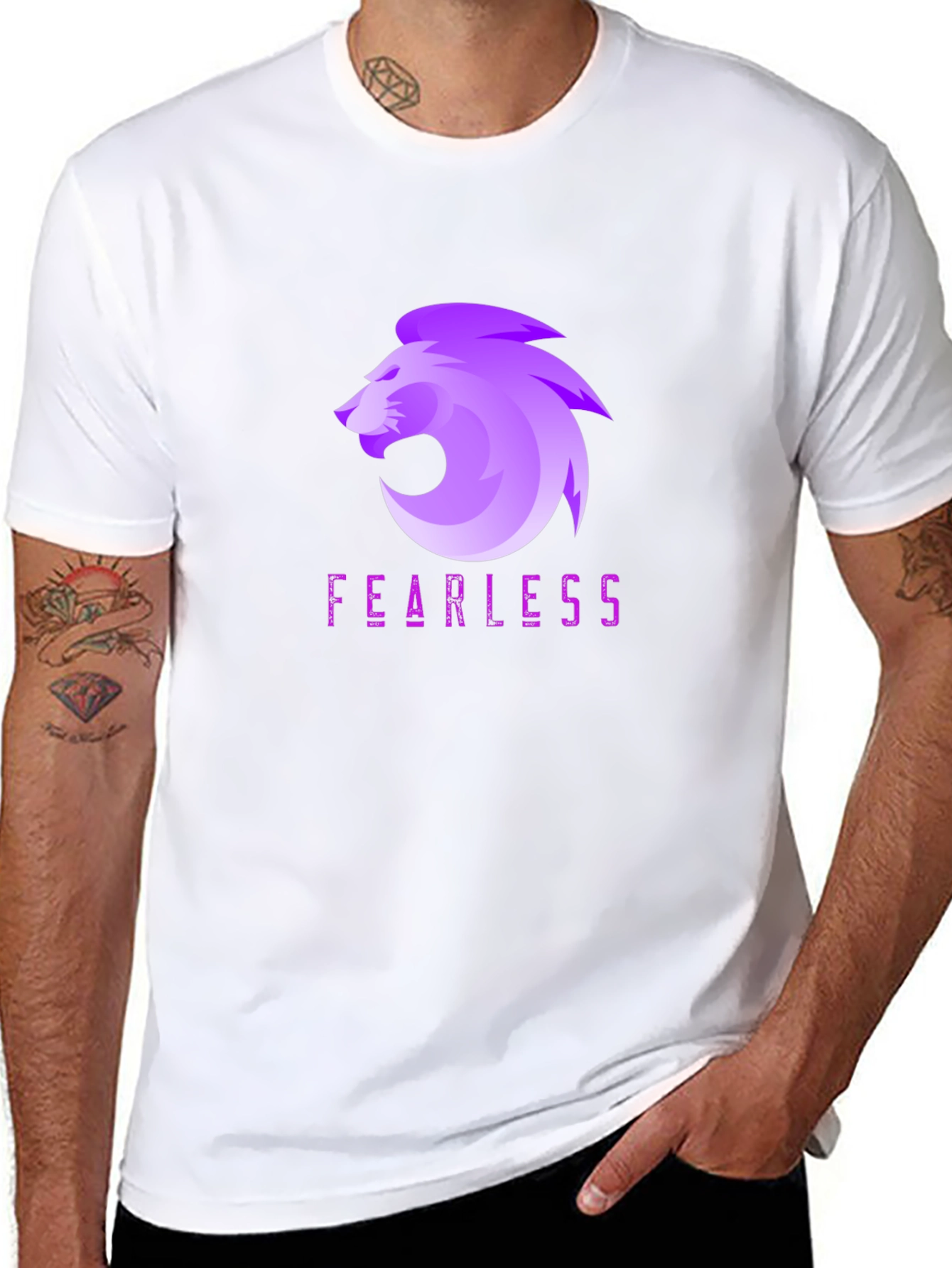 Fearless Lion Graphic Tee - Black Cotton Blend
