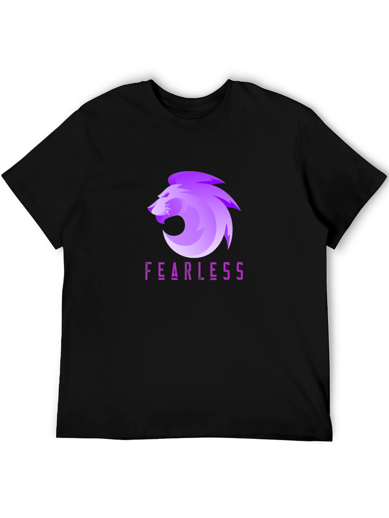 Fearless Lion Graphic Tee - Black Cotton Blend