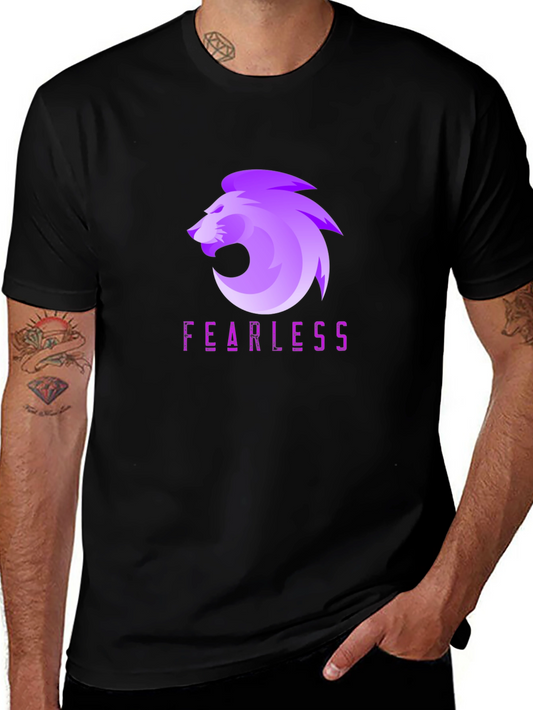 Fearless Lion Graphic Tee - Black Cotton Blend