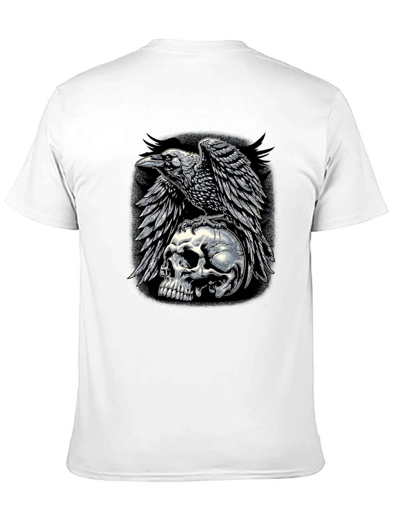 Raven Skull Graphic Tee - Dark Gothic Style T-Shirt