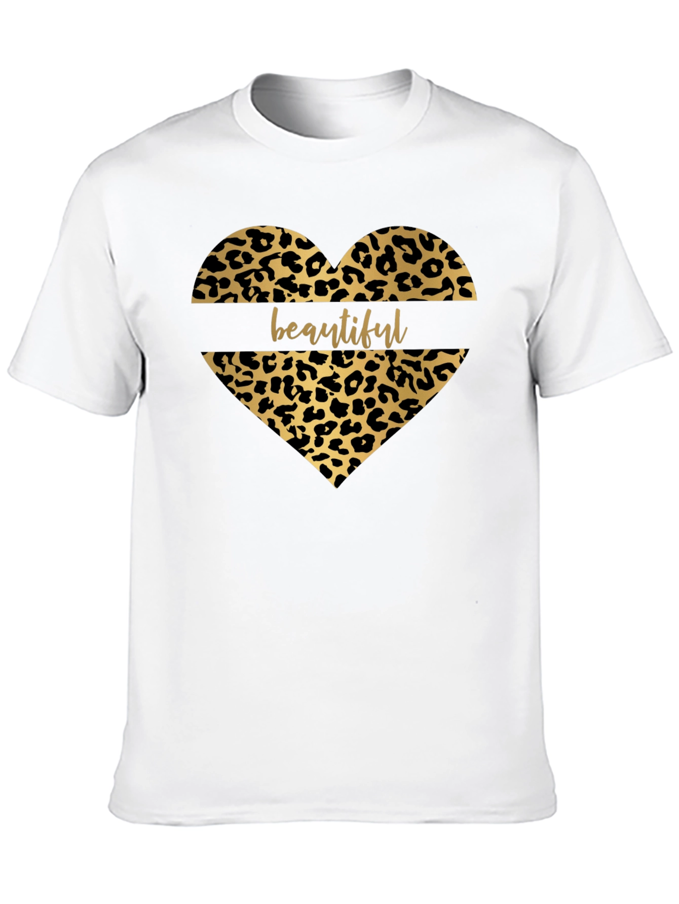 Beautiful Leopard Print Heart Graphic T-Shirt