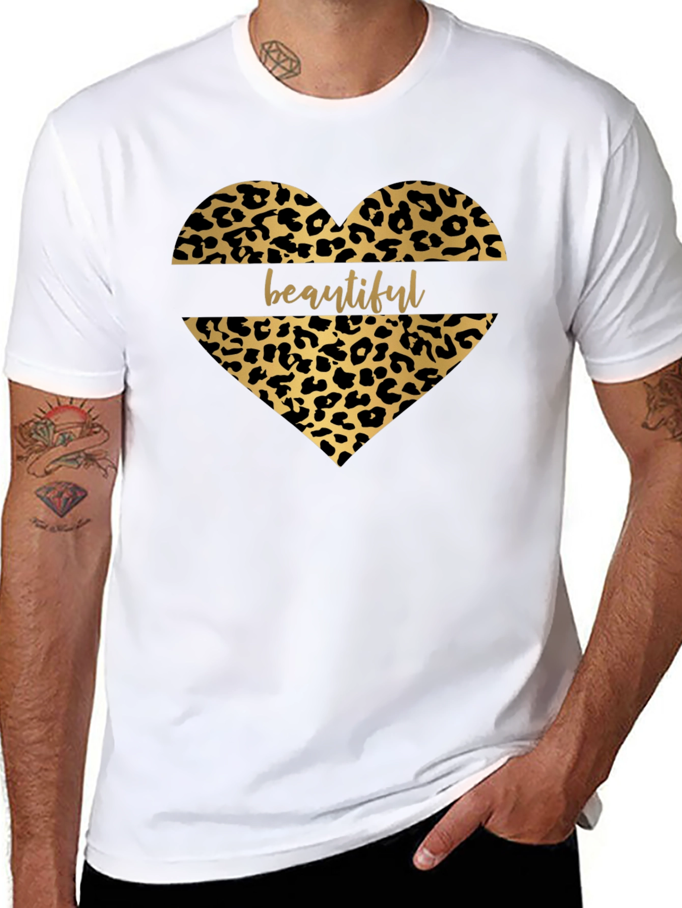 Beautiful Leopard Print Heart Graphic T-Shirt