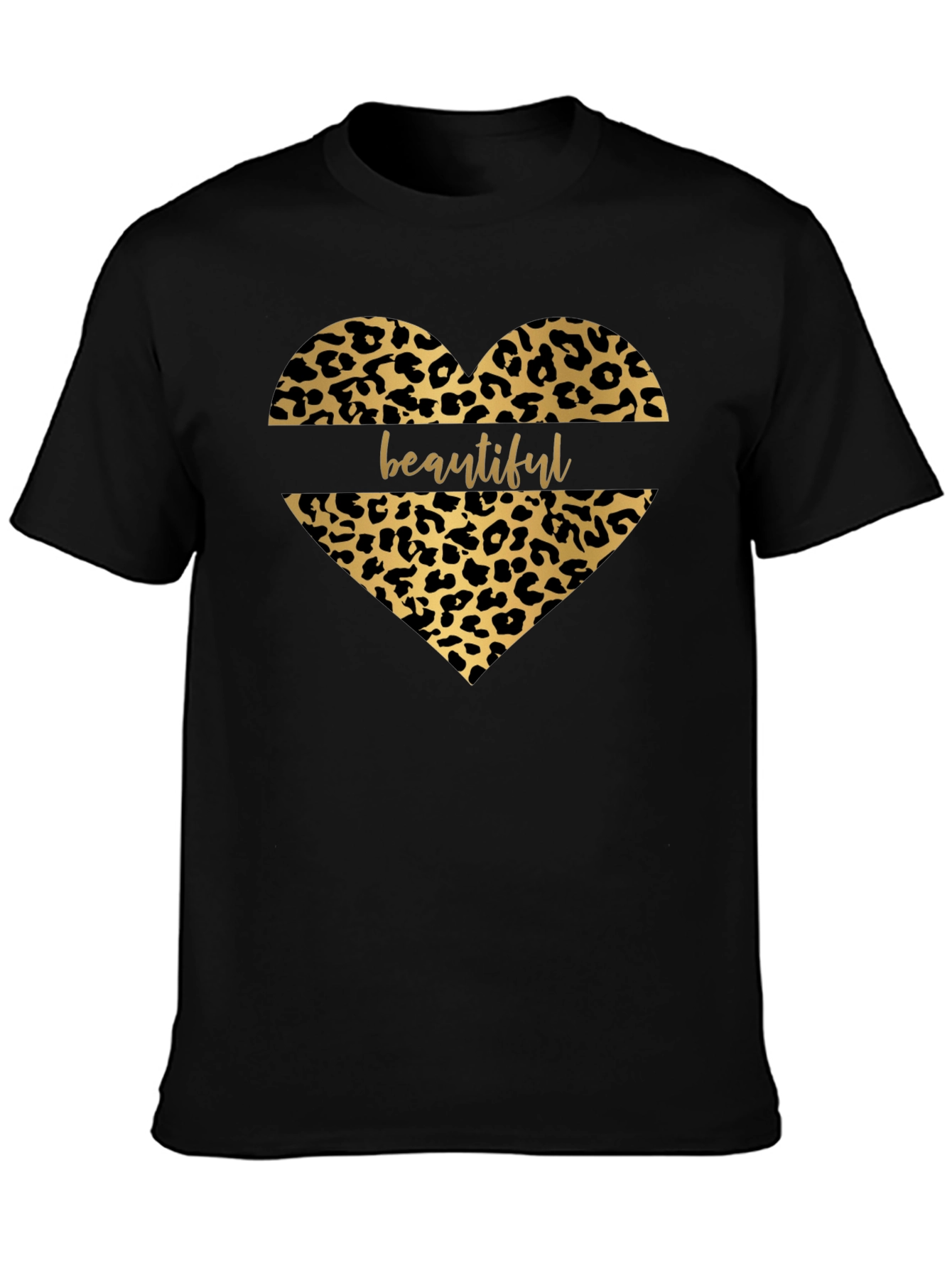Beautiful Leopard Print Heart Graphic T-Shirt