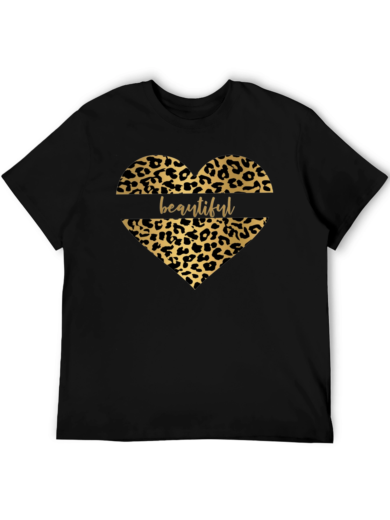Beautiful Leopard Print Heart Graphic T-Shirt