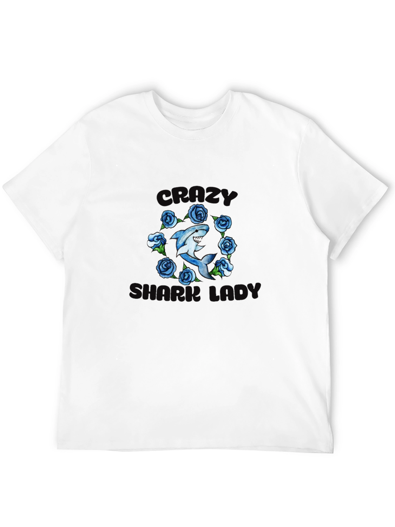 Crazy Shark Girl T-Shirt - Floral Design