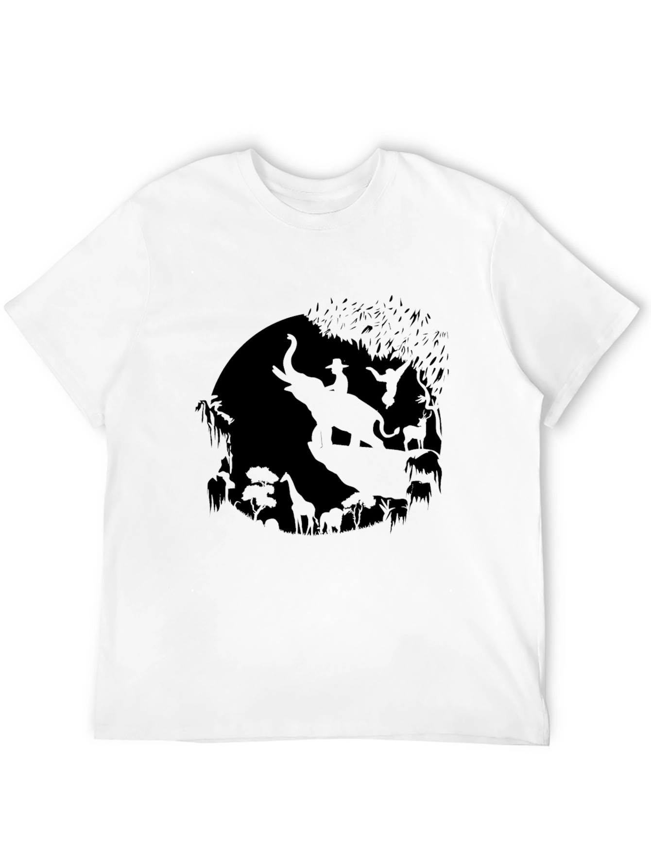 Mens Black T-Shirt with Animal Silhouette Design