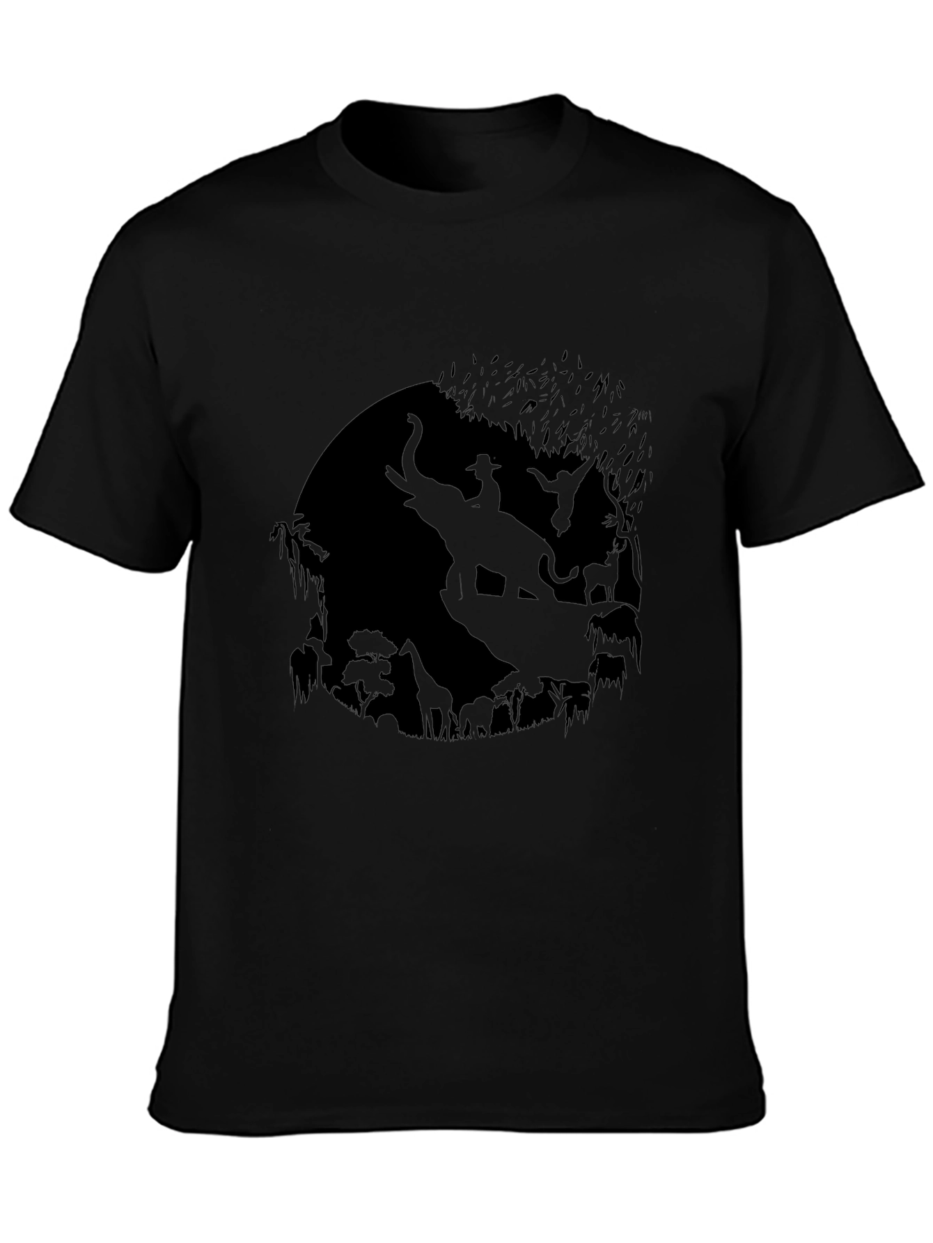 Mens Black T-Shirt with Animal Silhouette Design