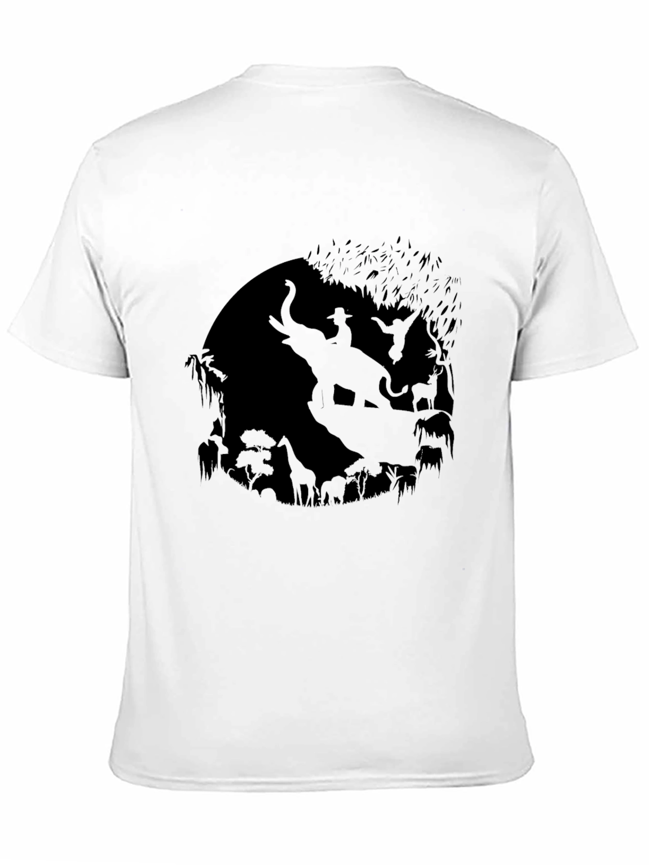 Mens Black T-Shirt with Animal Silhouette Design