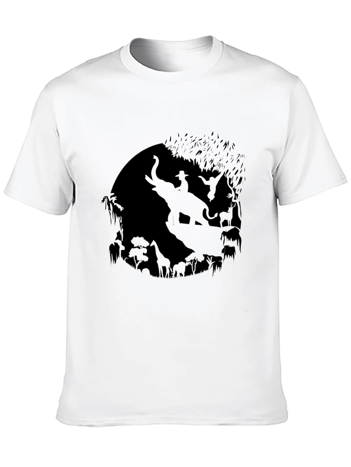 Mens Black T-Shirt with Animal Silhouette Design