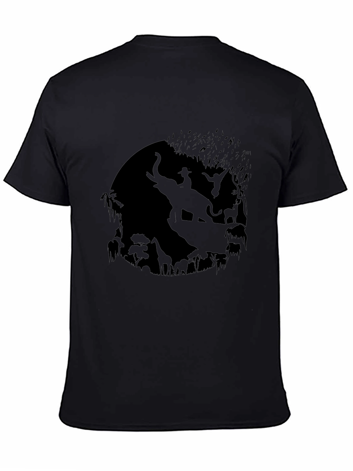 Mens Black T-Shirt with Animal Silhouette Design
