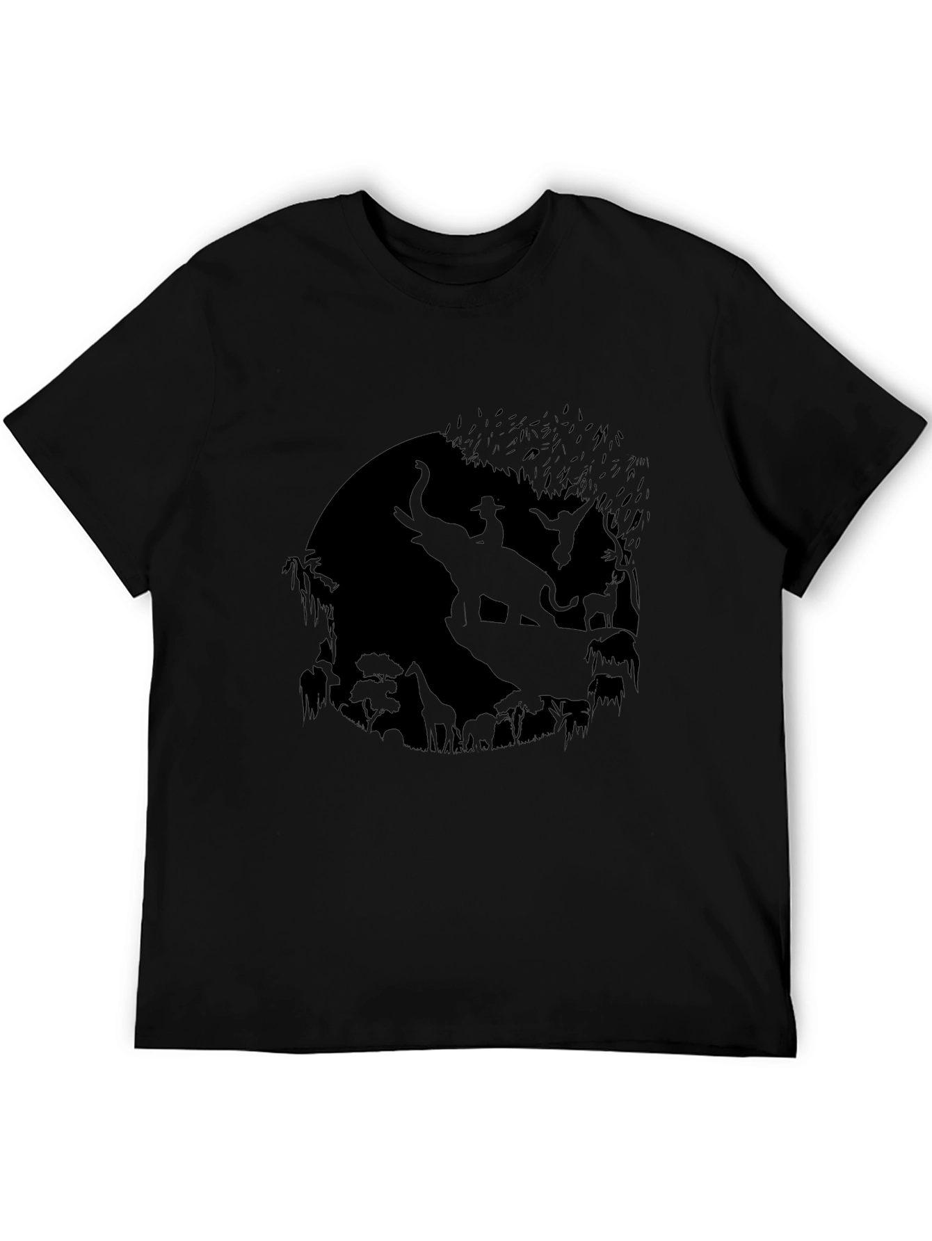 Mens Black T-Shirt with Animal Silhouette Design