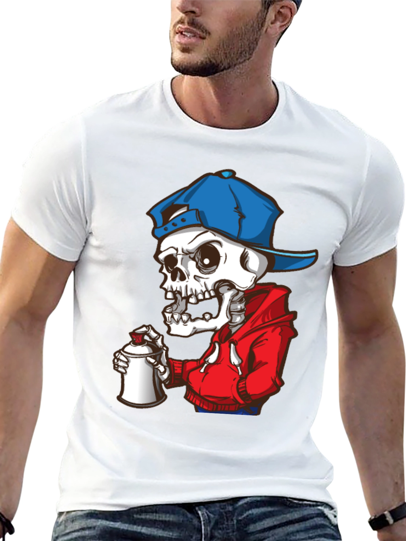 Skeleton Graffiti Artist Graphic Tee