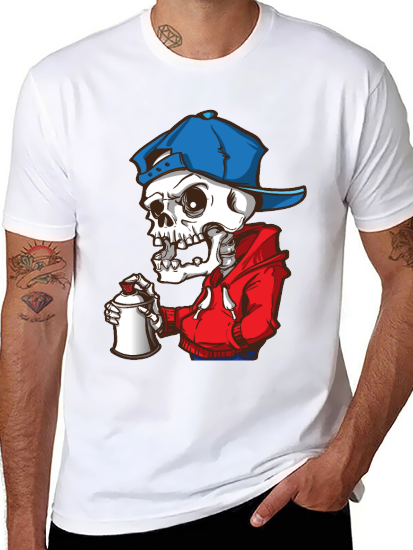 Skeleton Graffiti Artist Graphic Tee