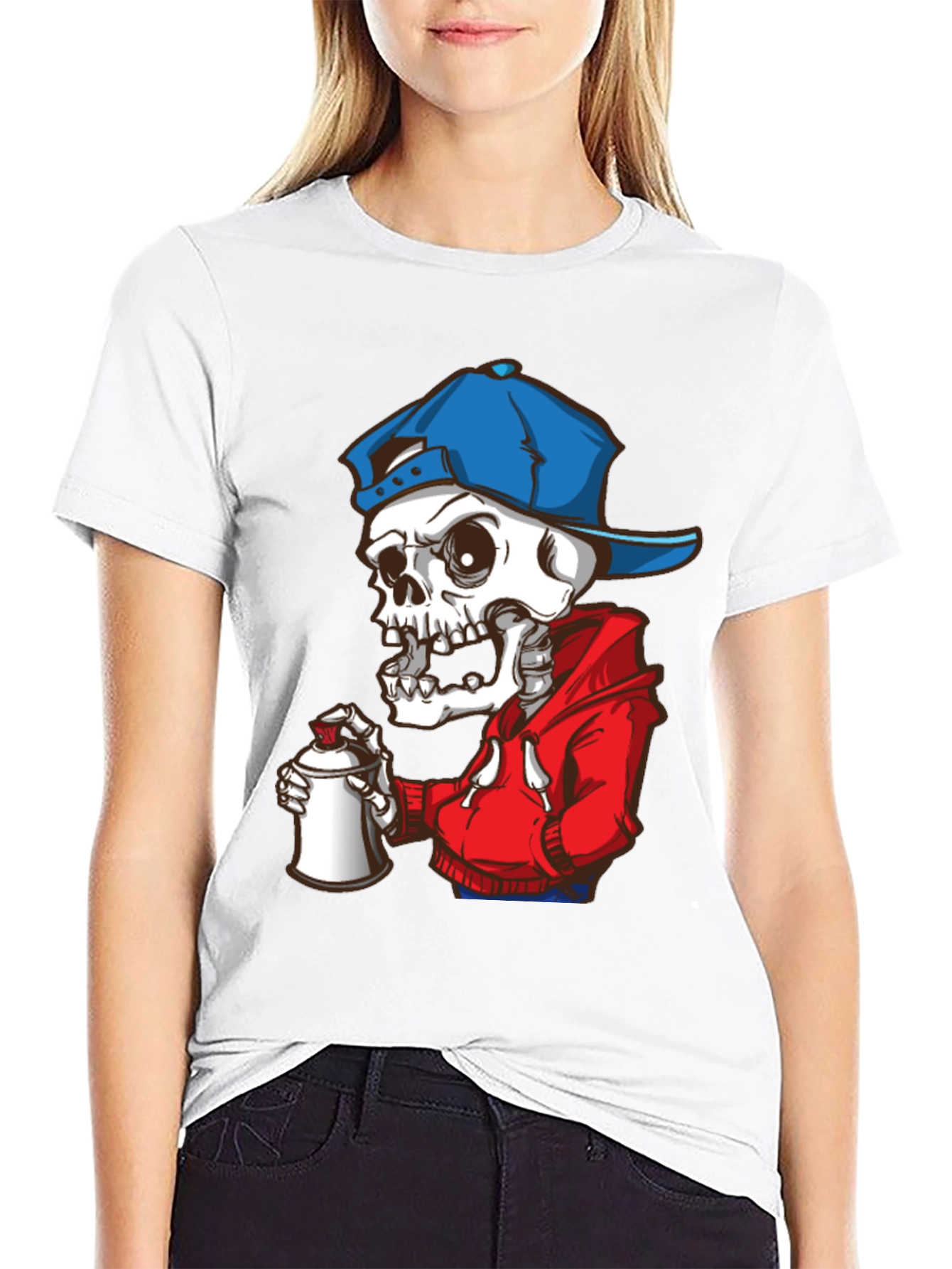 Skeleton Graffiti Artist Graphic Tee