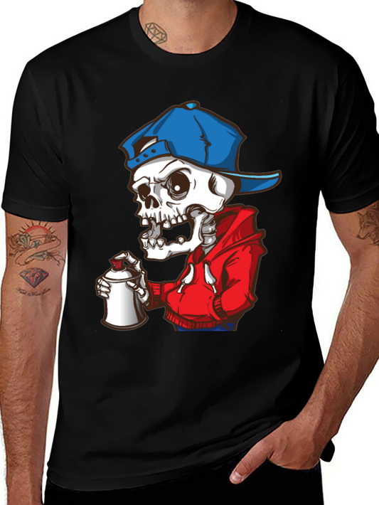 Skeleton Graffiti Artist Graphic Tee