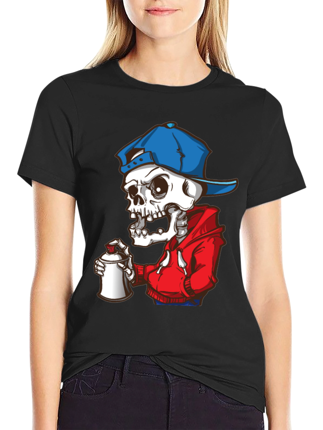 Skeleton Graffiti Artist Graphic Tee