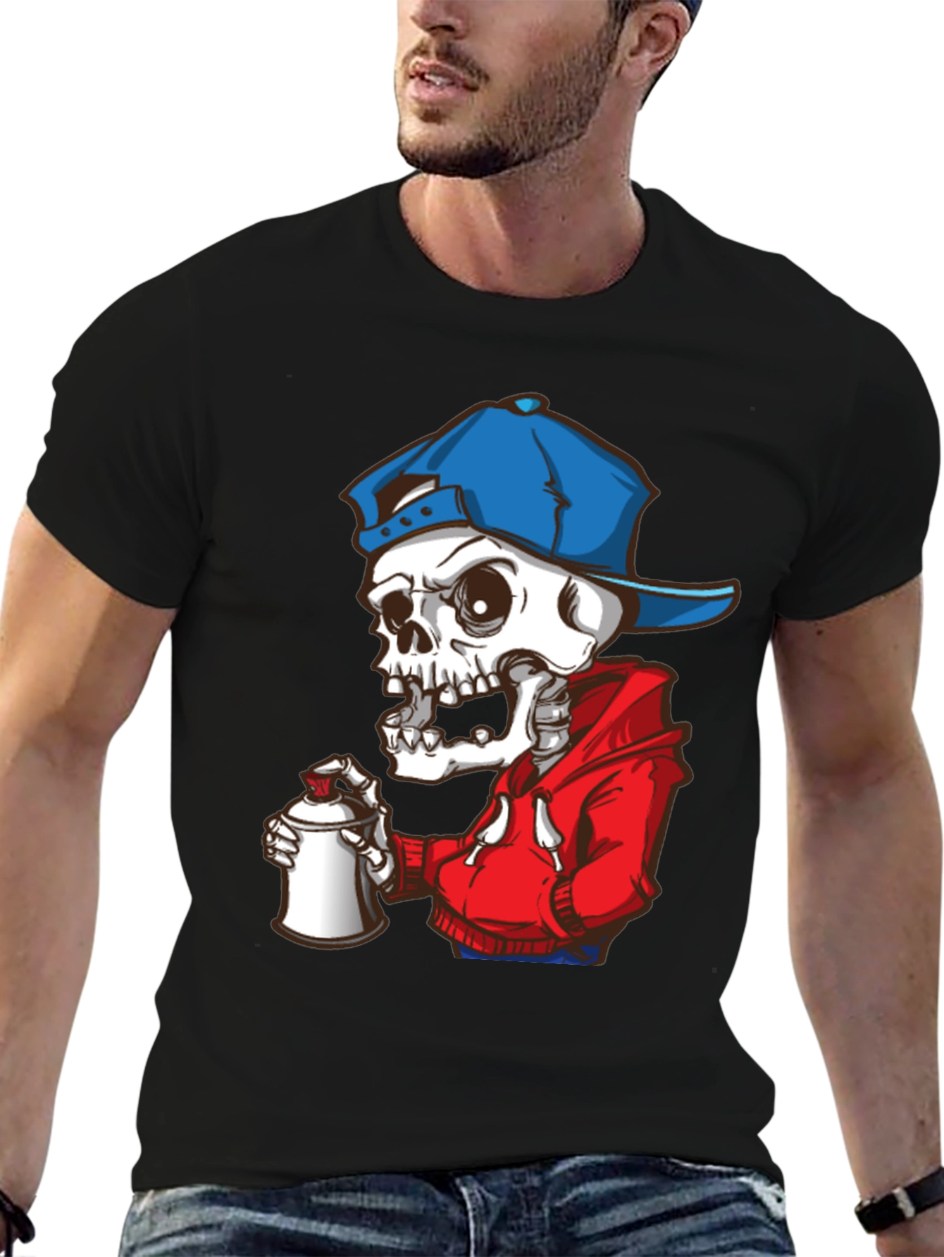 Skeleton Graffiti Artist Graphic Tee