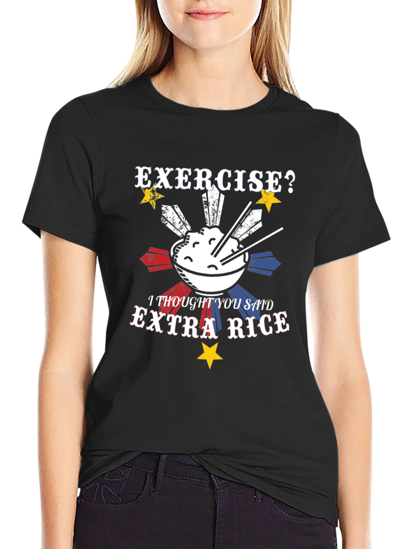 Exercise? Extra Rice T-Shirt - Funny Foodie Tee