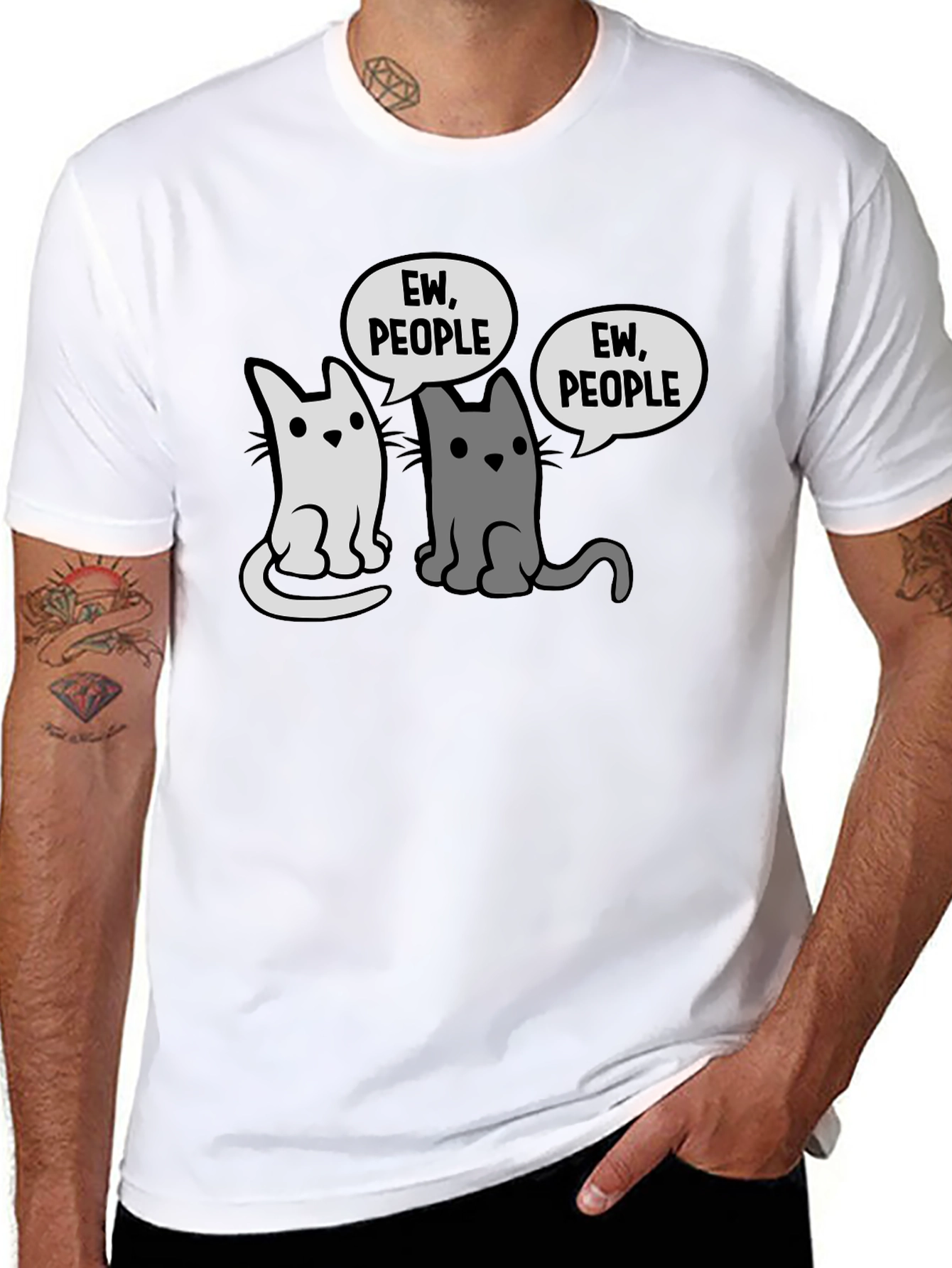 Ew People Cats Graphic T-Shirt