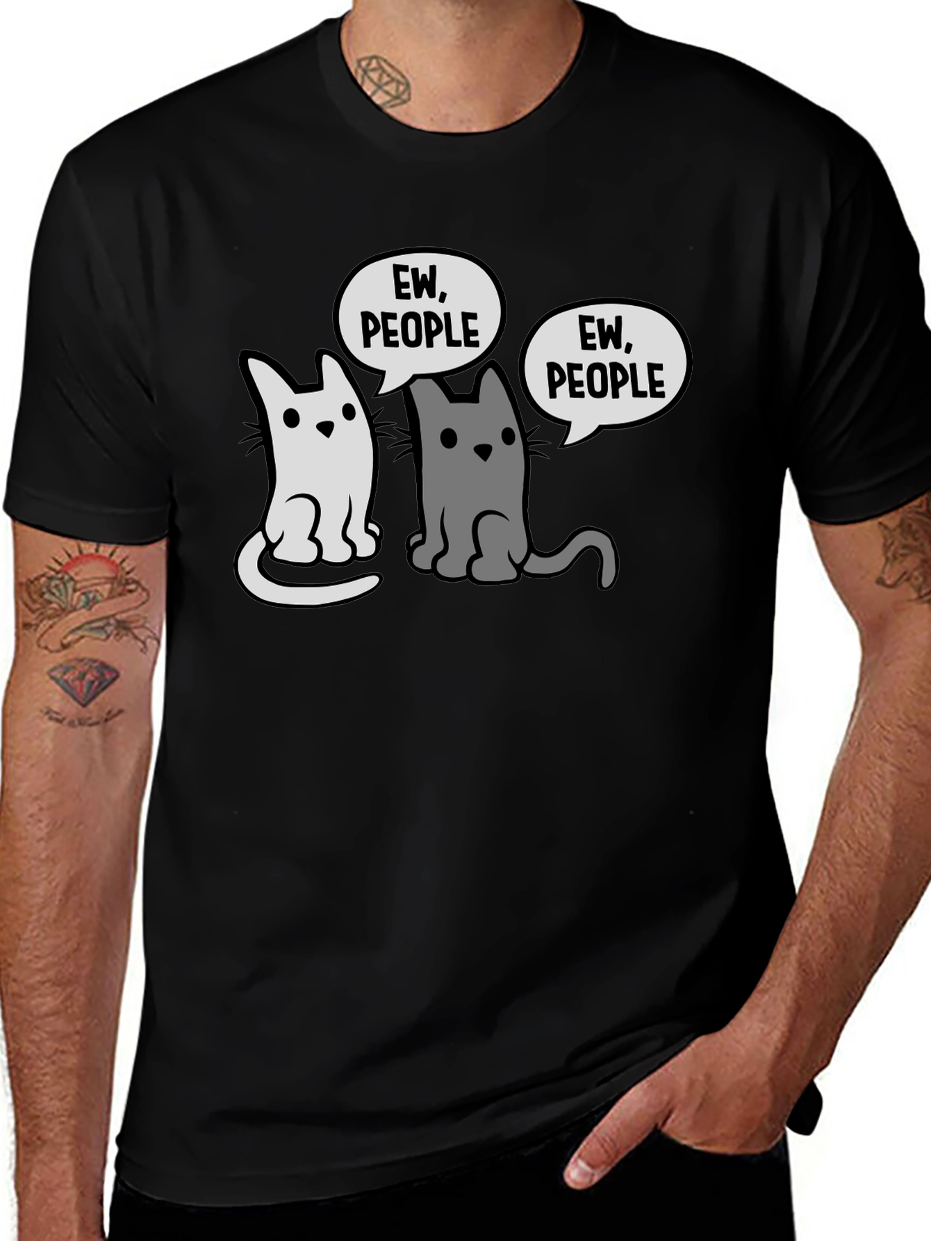 Ew People Cats Graphic T-Shirt